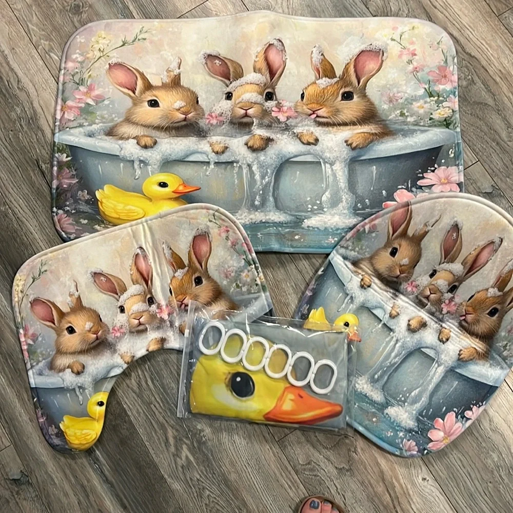 Baby bunny shower curtain set